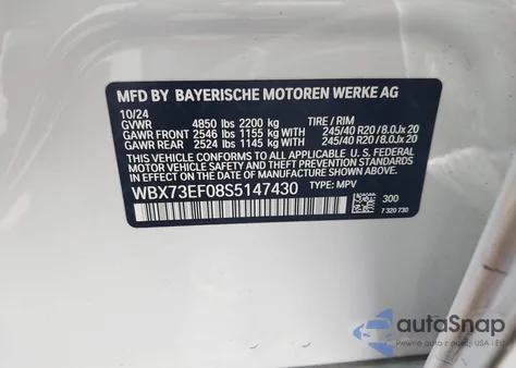 2025 BMW X1 xDrive28I from USA, damaged, VIN WBX73EF08S5147430
